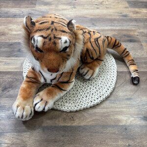Vintage Tiger Plush Realistic Laying Down Large Stuffed Animal